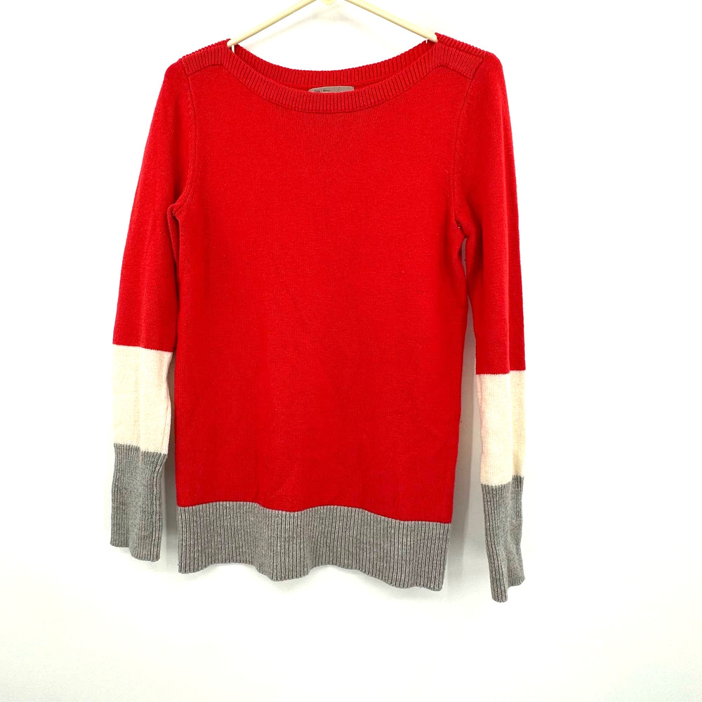 Gap size Small pullover crew neck sweater red white gray wool blend